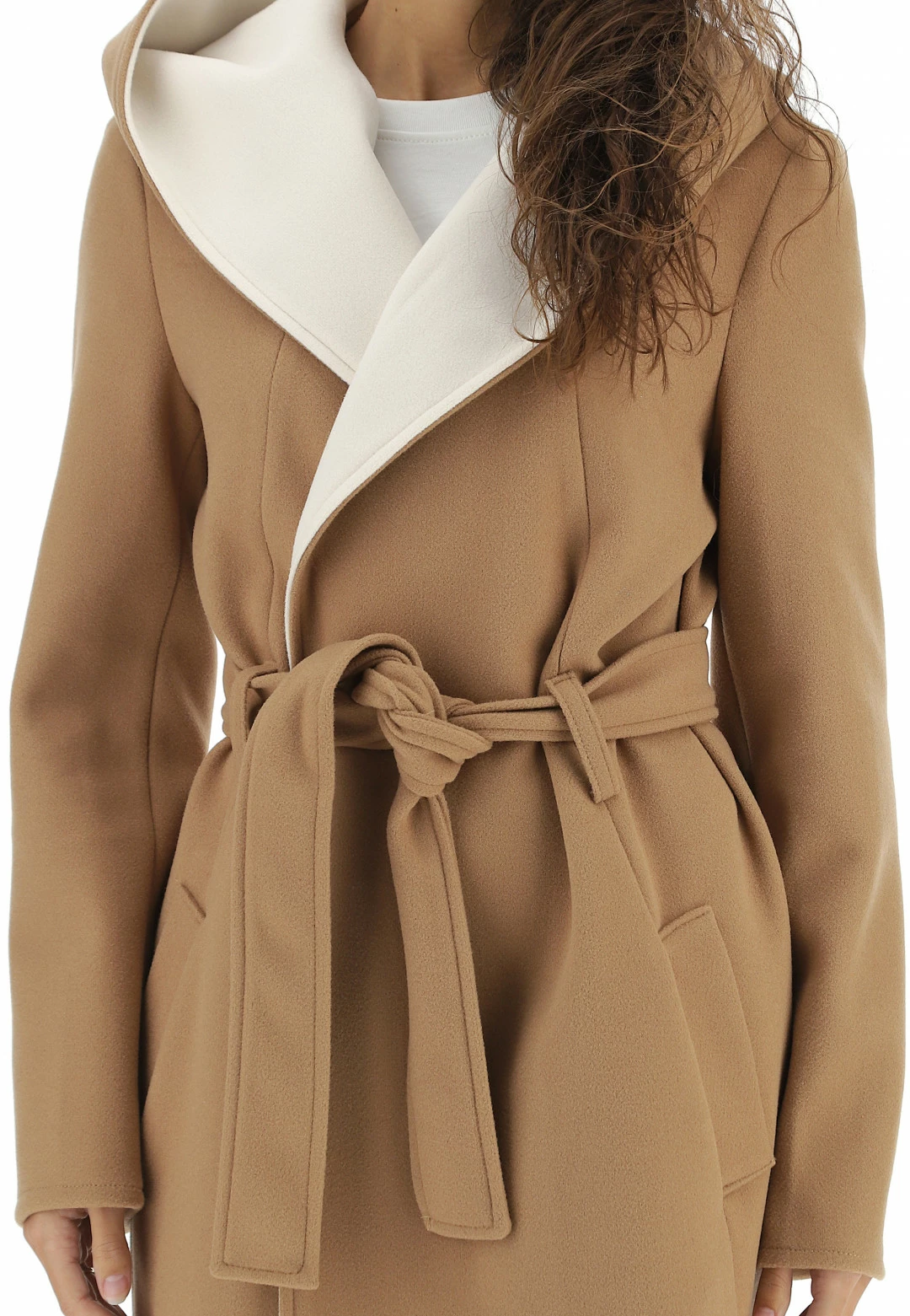 Cappottino Chiusura Accappatoio Con Cappuccio E Cintura Age Donna - immagine 9