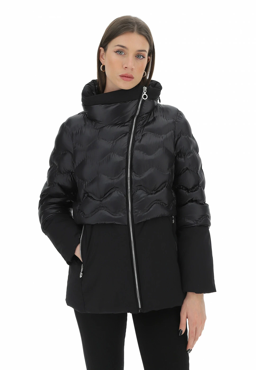 Giubotto Imbottito Rihunik Con Collo A Fascia E Cappuccio Estraibile Donna