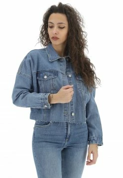 Giubbino In Jeans R.display Donna Con Taglio Vivo Frontale