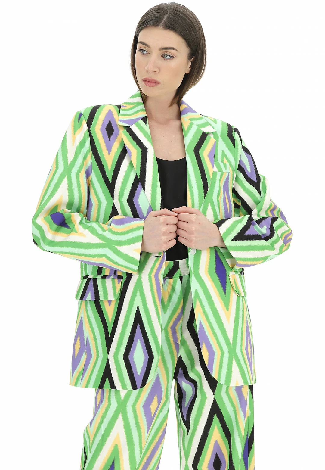 Giacca In Tessuto Tecnico Geometrico Fantasia Multicolor Lumina Donna - immagine 4