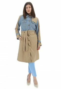 Trench Lungo Inserti Denim Softy Donna