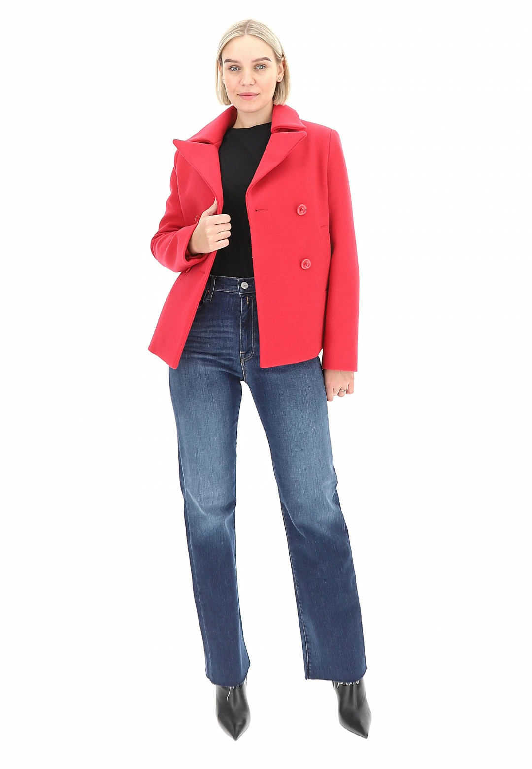 Cappottino Doppio Petto Foderato Eks Corto In Tinta Unita Con Tasche A Filo - immagine 22