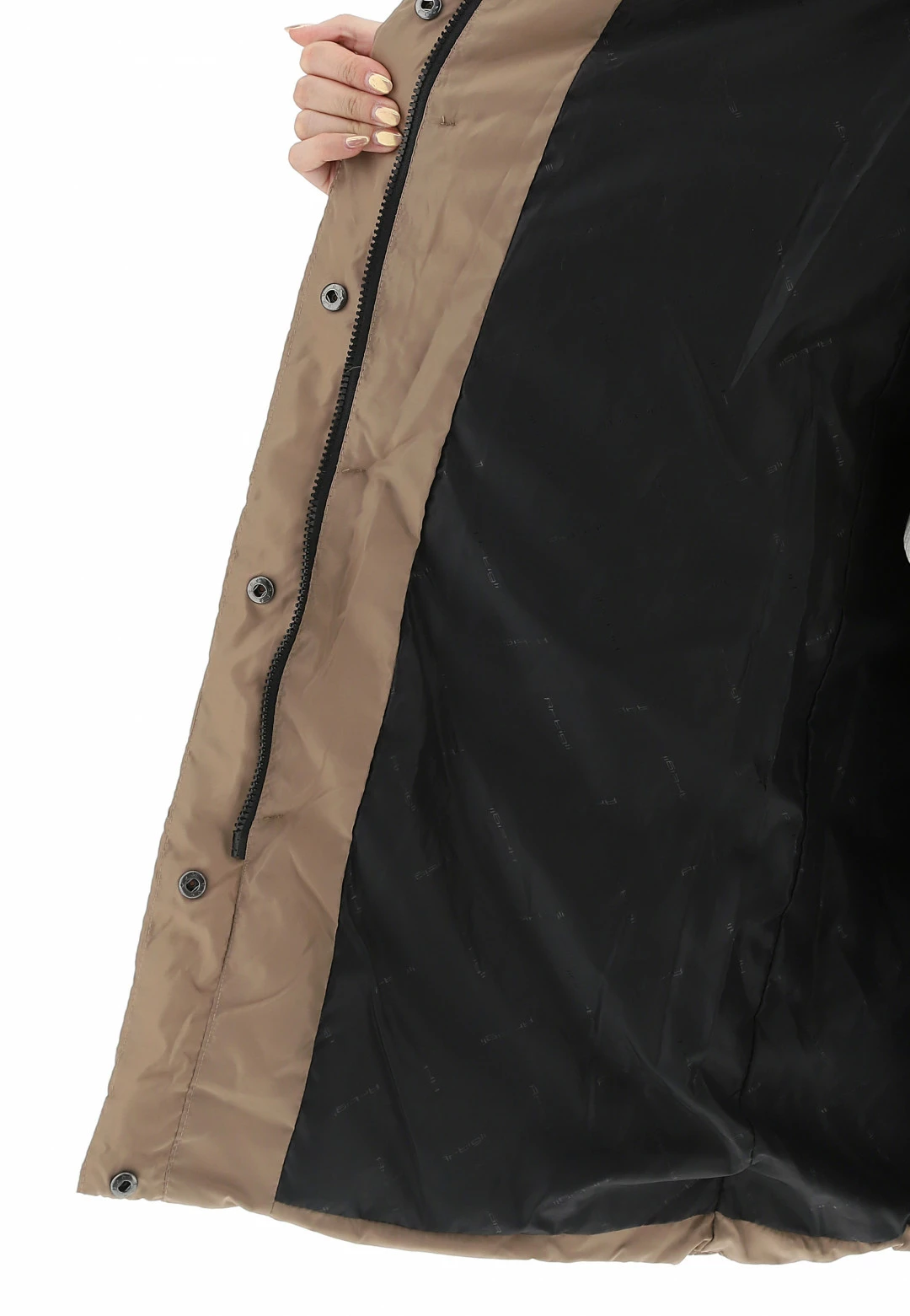 Giubbotto Lungo Artigli Ag35211 Bicolor Con Profili A Contrasto E Cintura In Vita - immagine 6