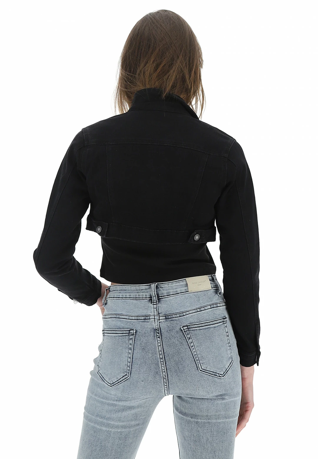 PINK PEPPER Giubbino Crop In Denim Tinta Unita - immagine 3