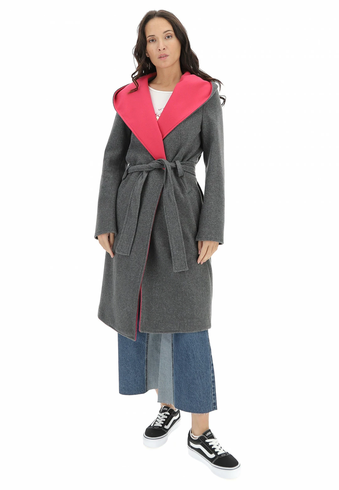 Cappottino Chiusura Accappatoio Con Cappuccio E Cintura Age Donna - immagine 2