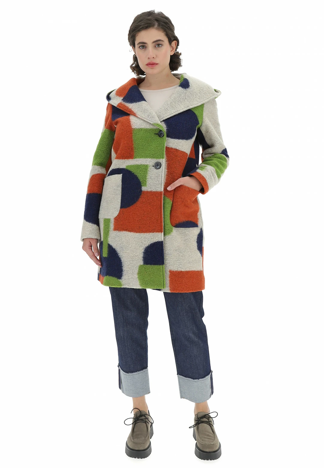 M&L MAIN & LAND Cappottino In Lana Cotta Main&land Fantasia Geometrica - immagine 4