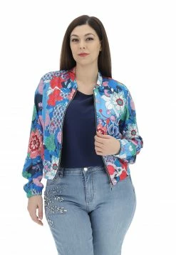 Tinta Style Giacchettina Tinta Donna Effetto Raso In Fantasia Floreale Multicolor All Over