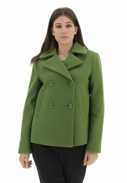 Cappottino Doppio Petto Foderato Eks Corto In Tinta Unita Con Tasche A Filo