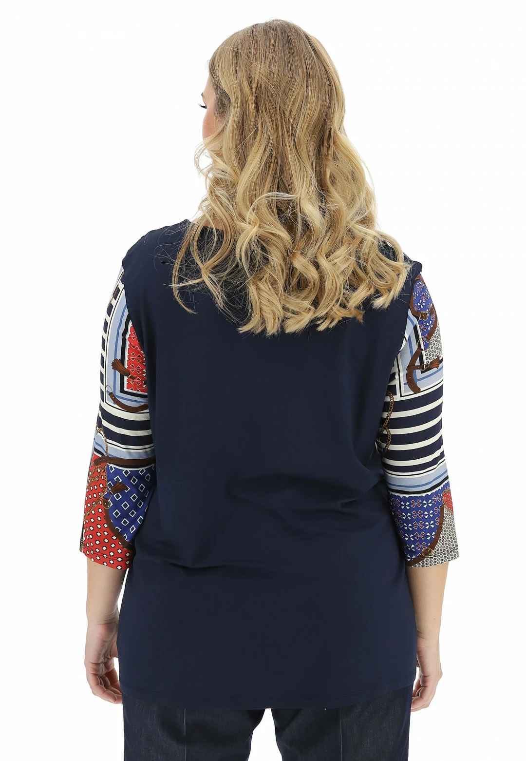 BE BLUE ENEMY T-shirt Manica 3/4 Blue Enemy Con Stampa Catene - immagine 3