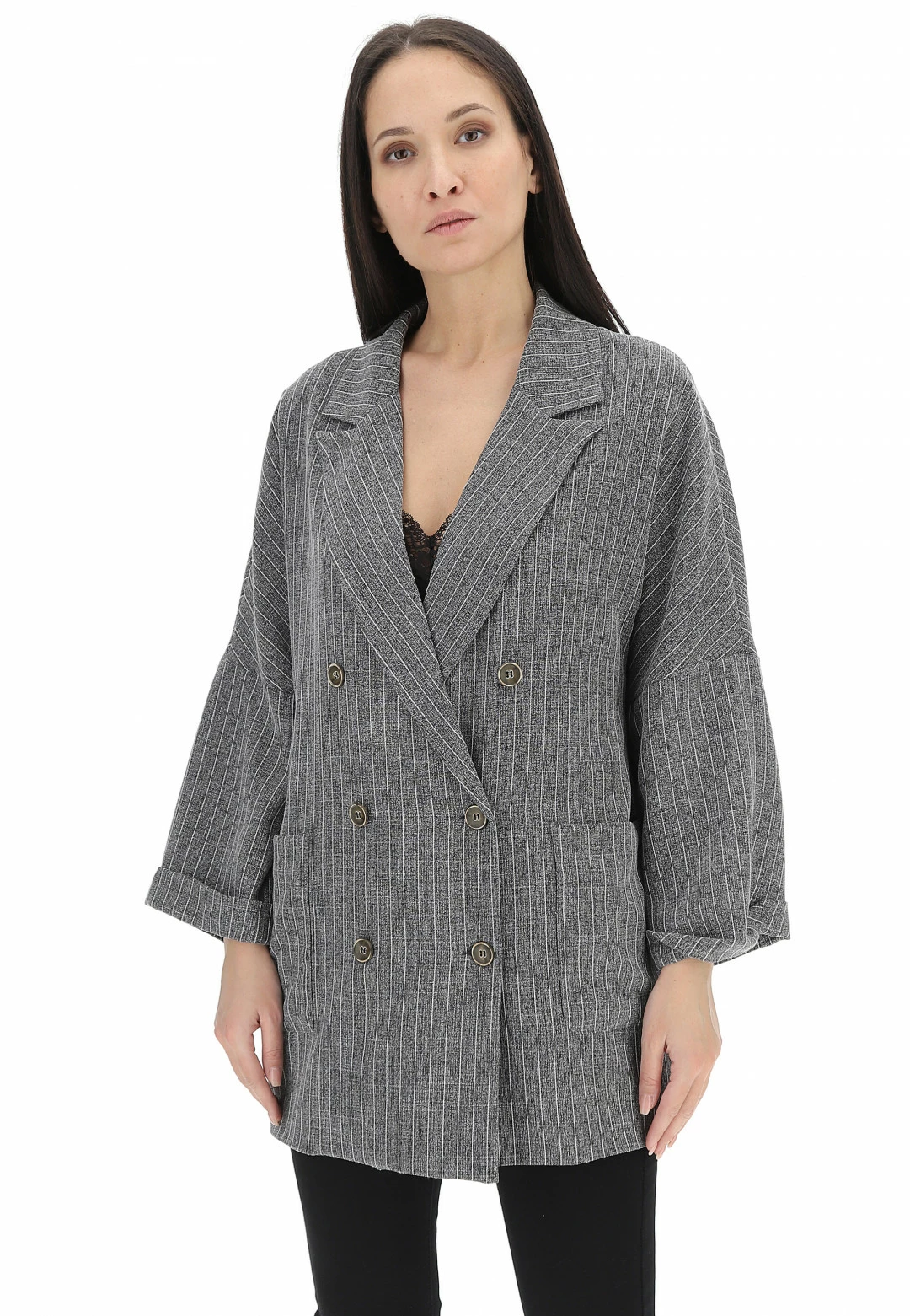 Giacca Over Gessata Eks