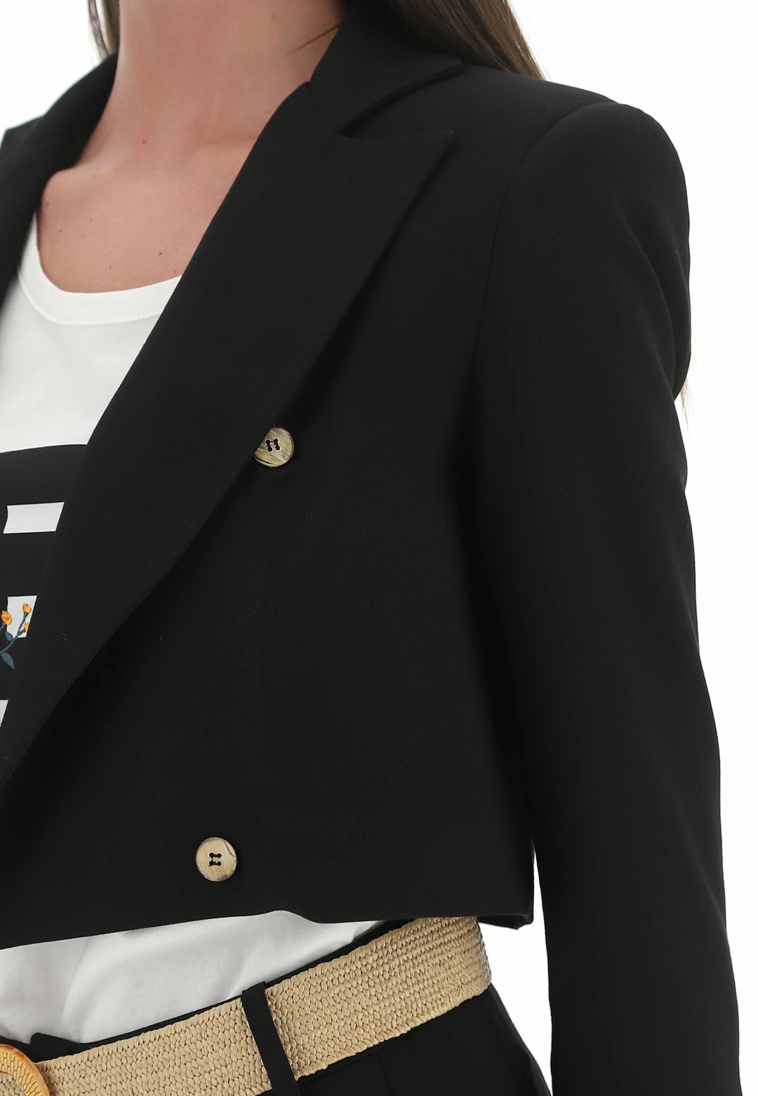 EKS Giacca Crop èks Made In Italy Con Spalline Imbottite - immagine 4