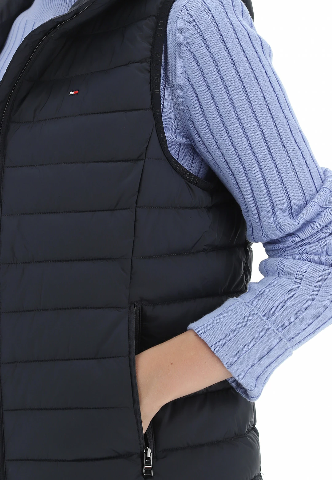Gilet Smanicato Tommy Hilfiger Donna Con Cappuccio E Logo - immagine 5
