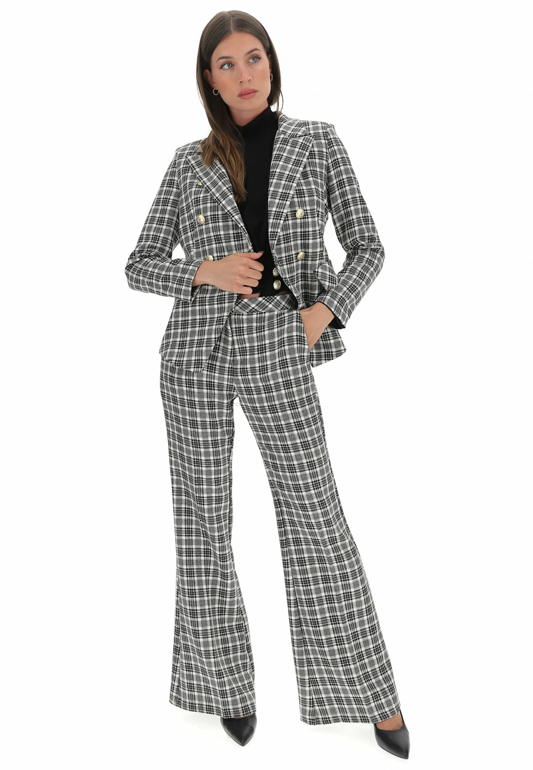 Giacca Quadrettata Doppiopetto Eks - immagine 4