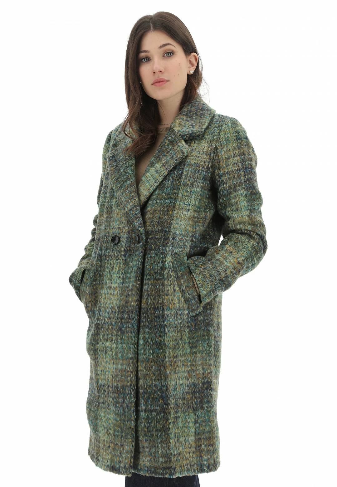 M&L MAIN & LAND Cappotto Doppiopetto Effetto Melange Multicolor Main & Land - immagine 8