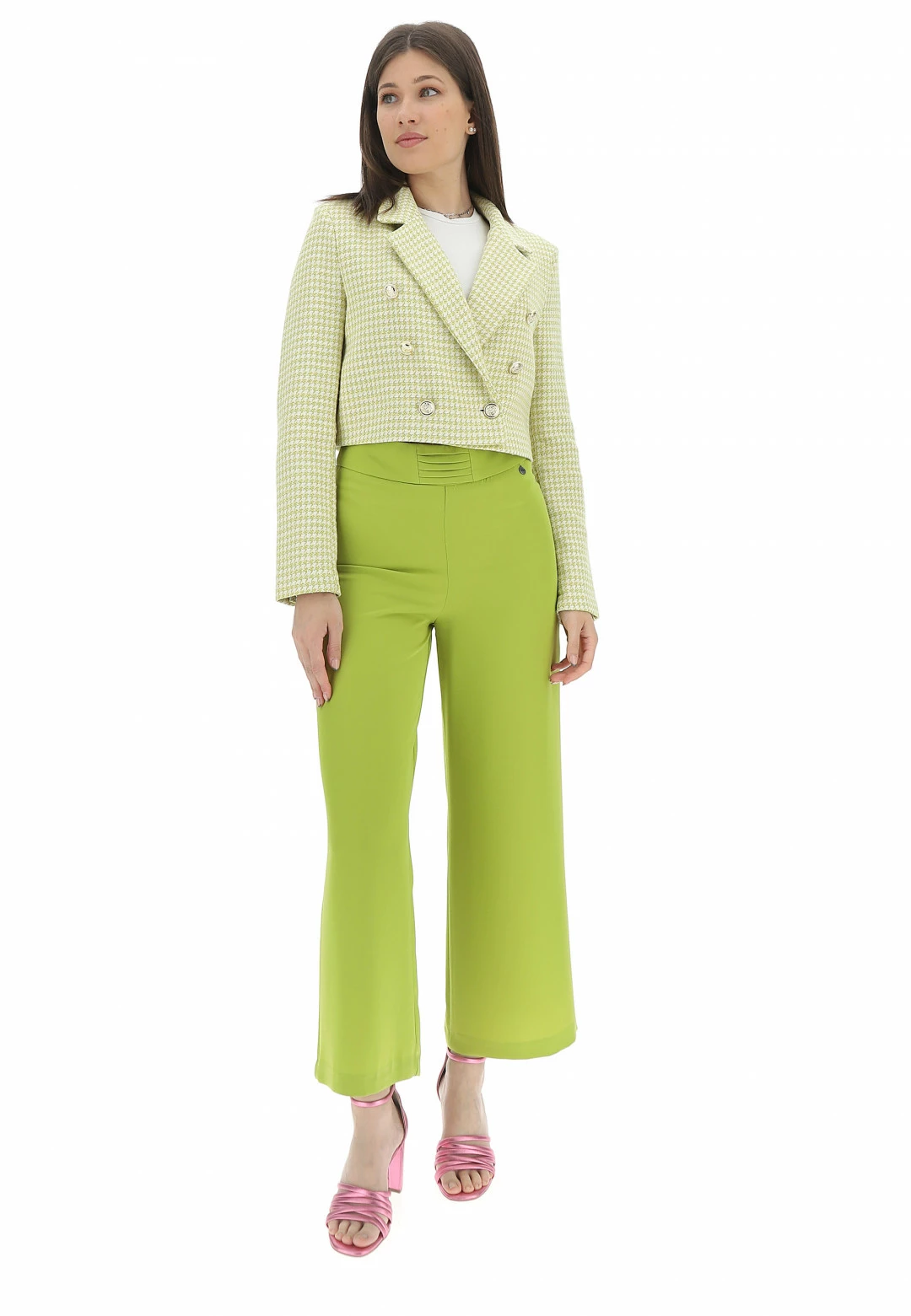 EKS Giacca Crop Doppiopetto èks Donna In Fantasia Pied De Poule - immagine 10