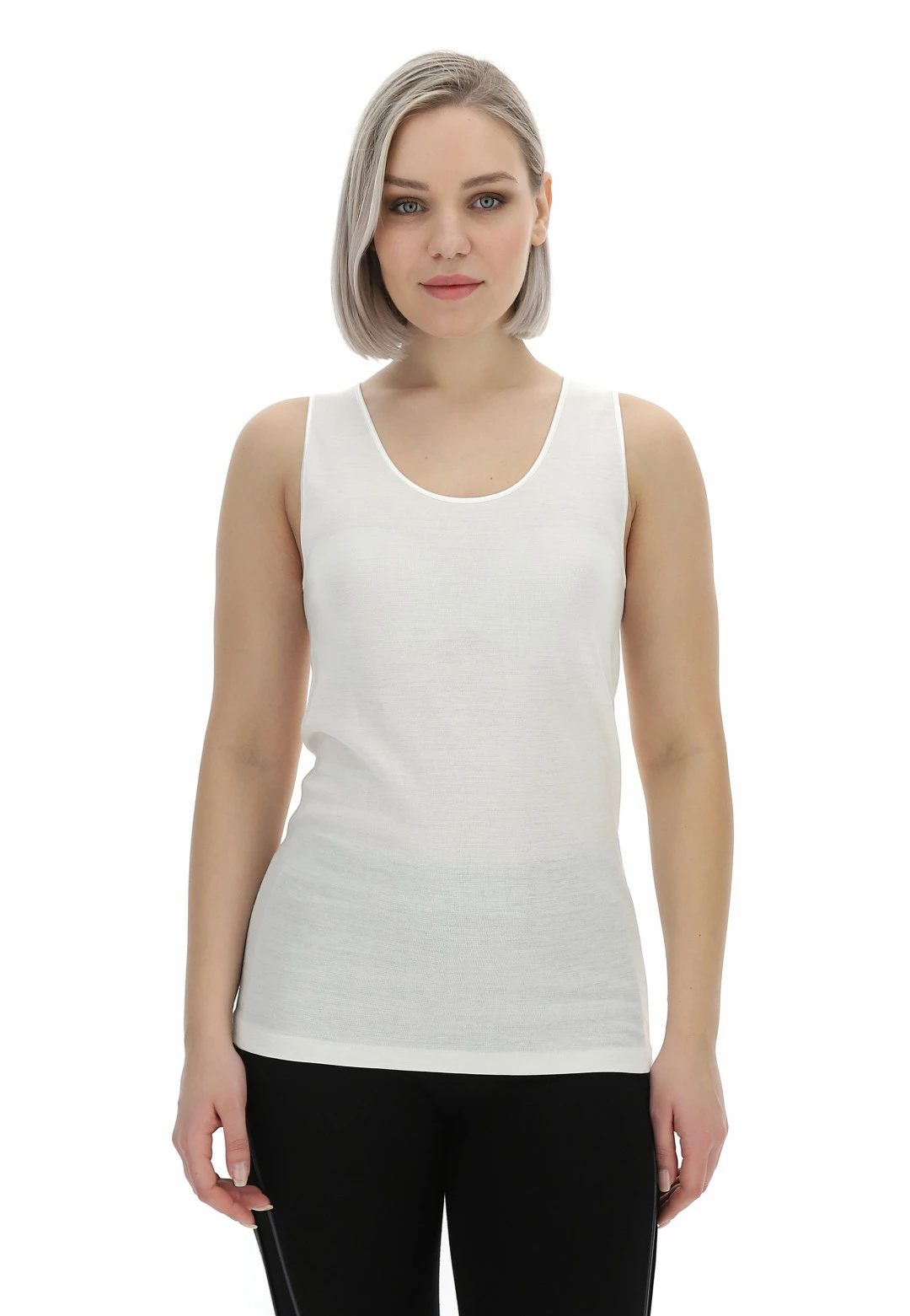 Canotta Spalla Larga Ragno Lana Cotone