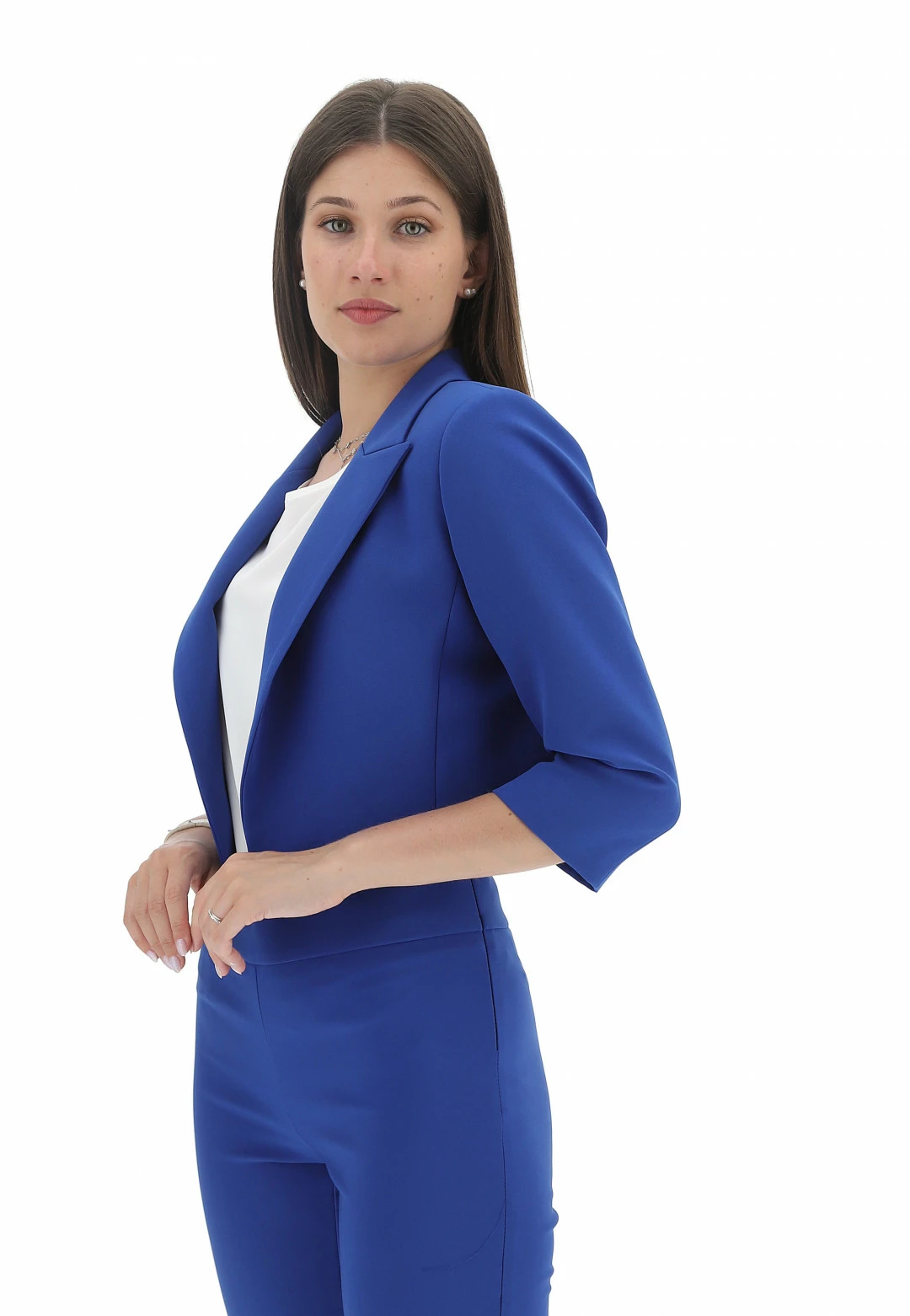 Blazer Crop Aperto In Tinta Unita Rinascimento - immagine 2