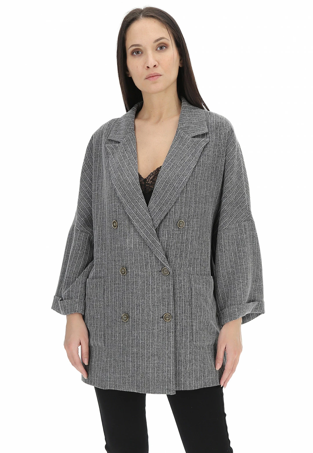 Giacca Over Gessata Eks - immagine 2