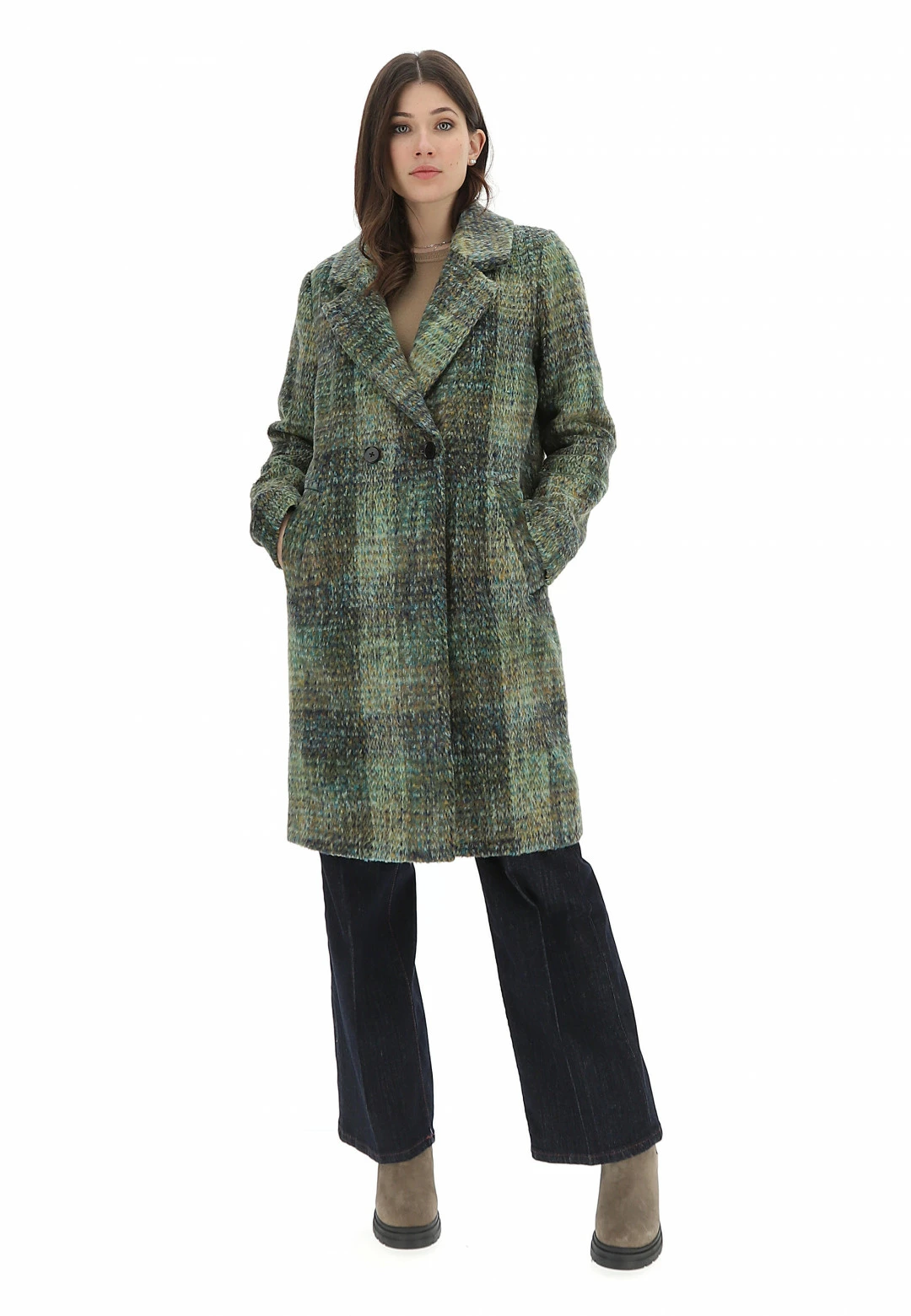 M&L MAIN & LAND Cappotto Doppiopetto Effetto Melange Multicolor Main & Land - immagine 10