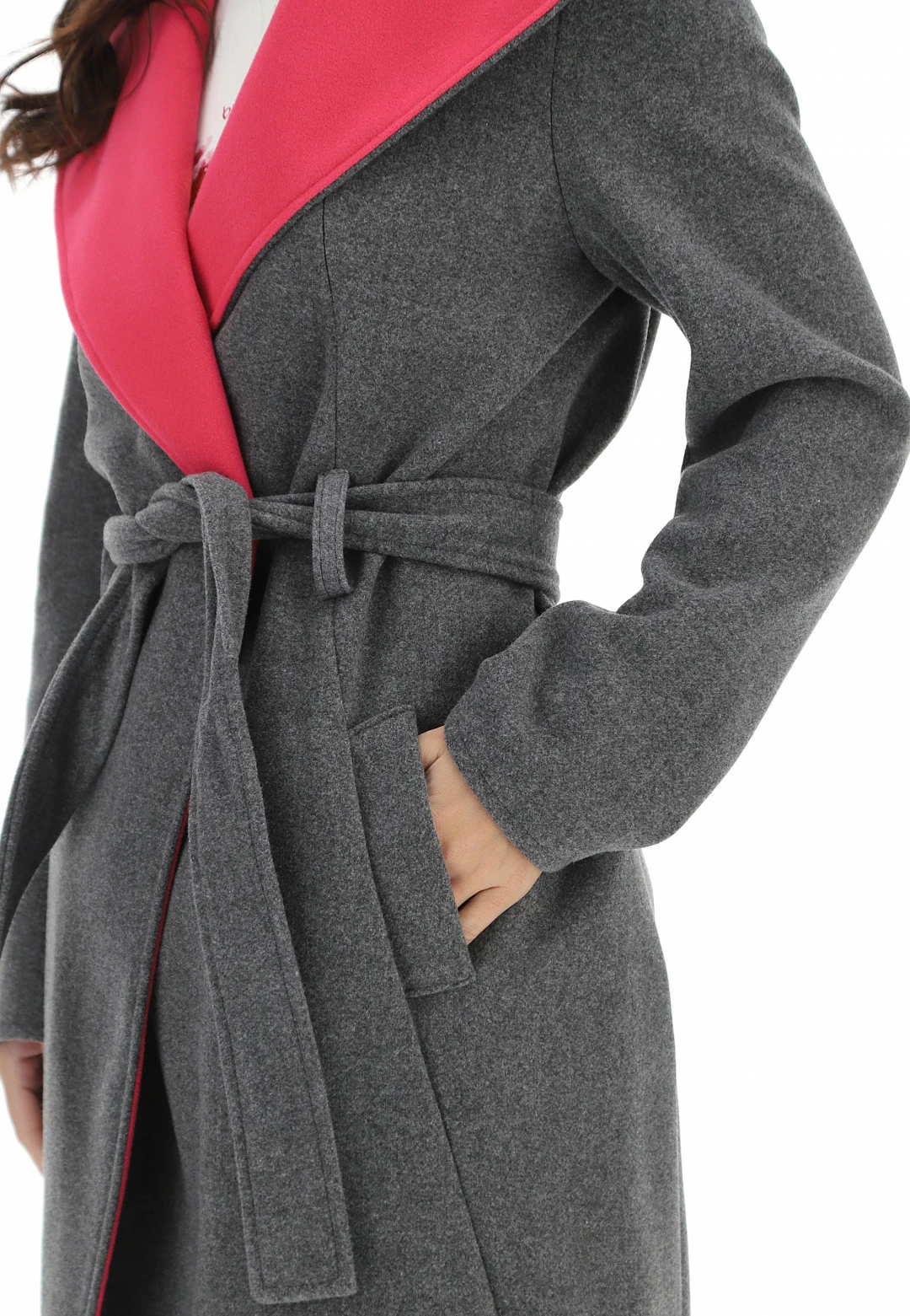 Cappottino Chiusura Accappatoio Con Cappuccio E Cintura Age Donna - immagine 4