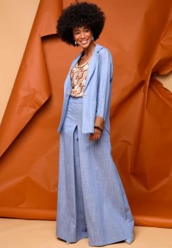 Giacca Con Bottone Effetto Denim Eks Donna