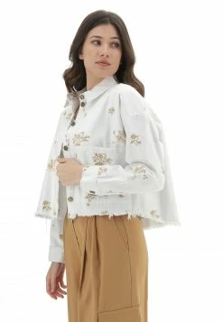 Giubbino Denim Ricamato Fondo Sfrangiato Place Du Jour