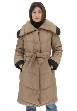 Giubbotto Lungo Artigli Ag35211 Bicolor Con Profili A Contrasto E Cintura In Vita