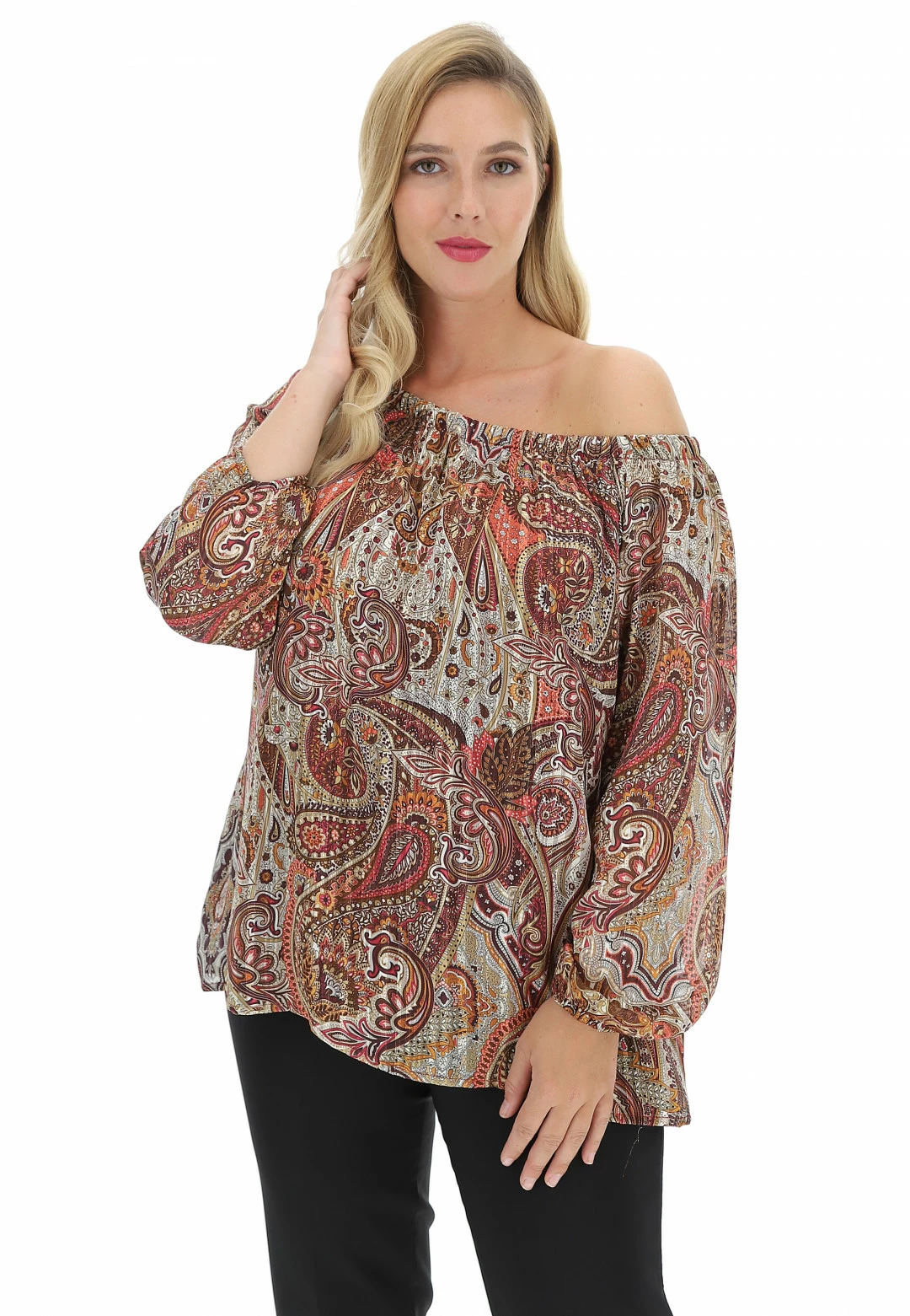 Camicetta Manica Lunga Lara Prince Cas9738 Con Fantasia Cachemire - immagine 2