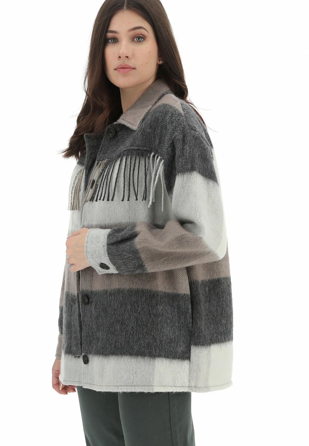 Giacca Camicia Non Foderata Vero Moda 10270795 Multicolor Con Frange - immagine 7