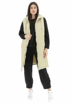 BRAVESOUL Gilet Maxi Con Cappuccio Brave Soul Trapuntato Beige Donna