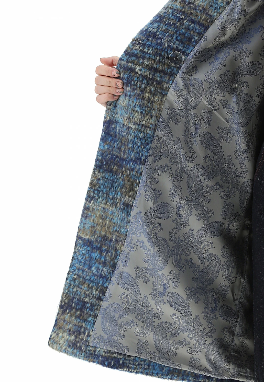 M&L MAIN & LAND Cappotto Doppiopetto Effetto Melange Multicolor Main & Land - immagine 5