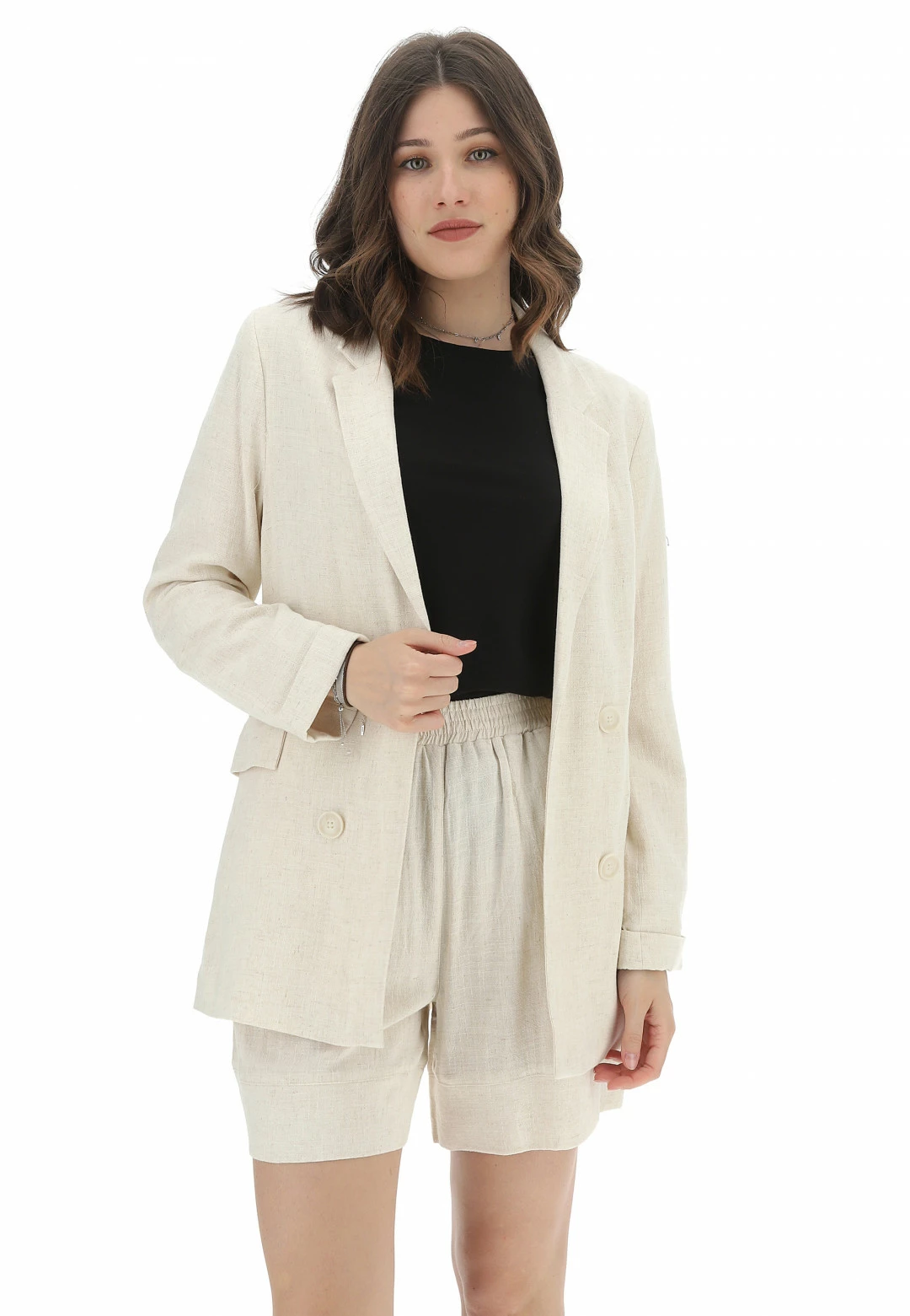 MyHailys Giacca Aperta Effetto Lino Hailys Donna