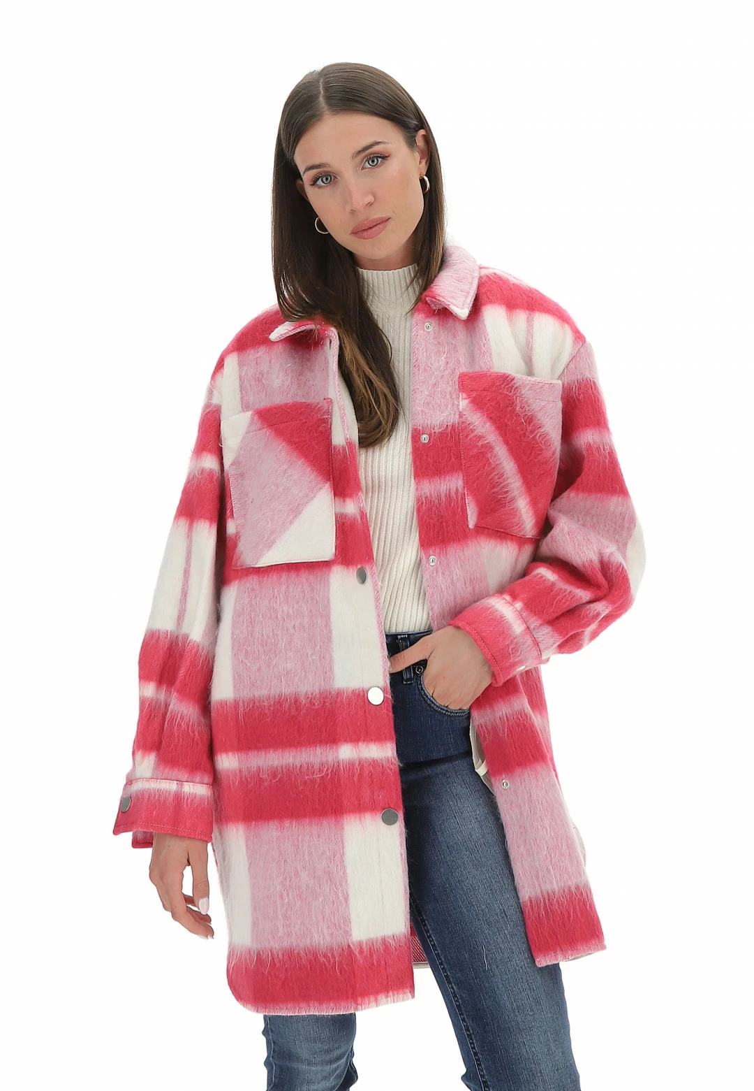 Giacca Quadrettata Over Only Donna