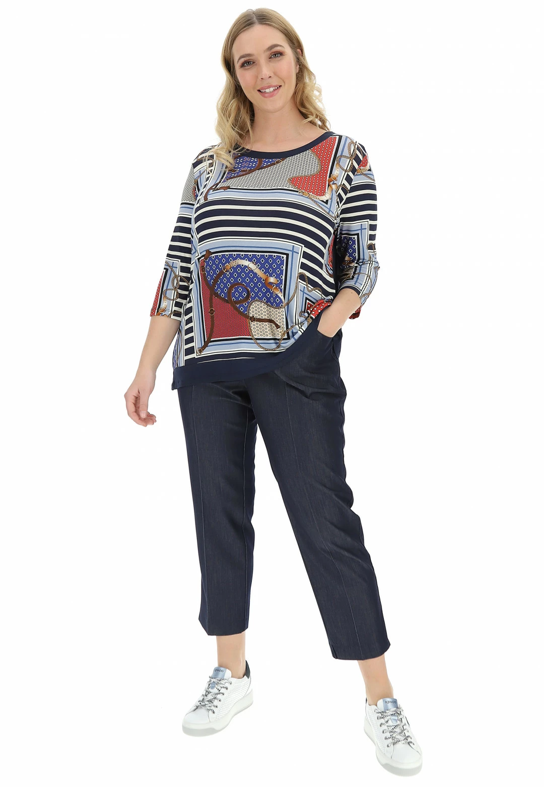 BE BLUE ENEMY T-shirt Manica 3/4 Blue Enemy Con Stampa Catene - immagine 4