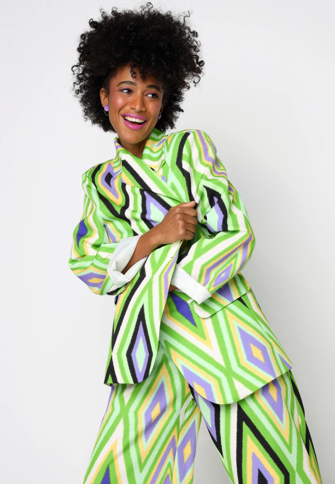 Giacca In Tessuto Tecnico Geometrico Fantasia Multicolor Lumina Donna