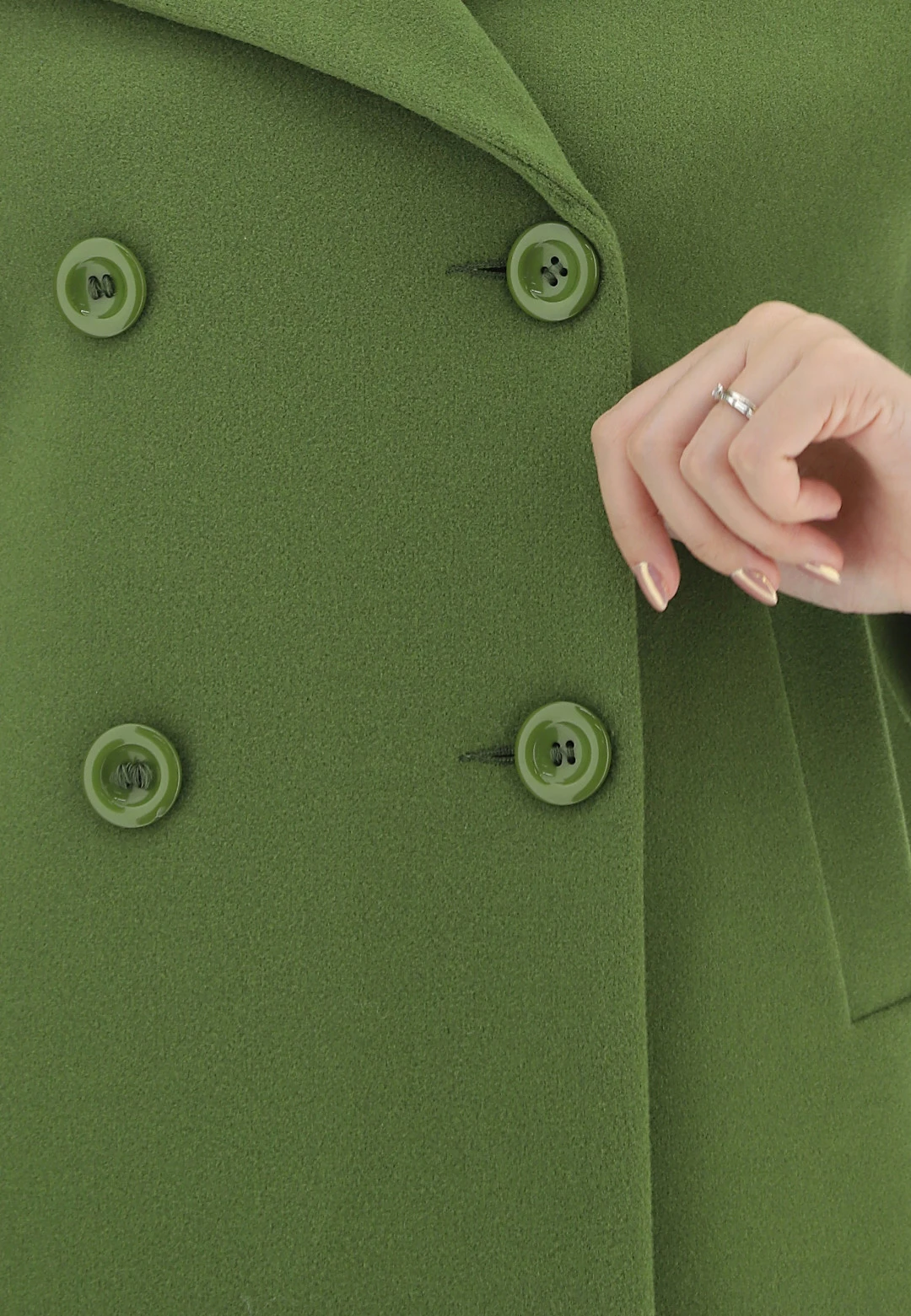 Cappottino Doppio Petto Foderato Eks Corto In Tinta Unita Con Tasche A Filo - immagine 5