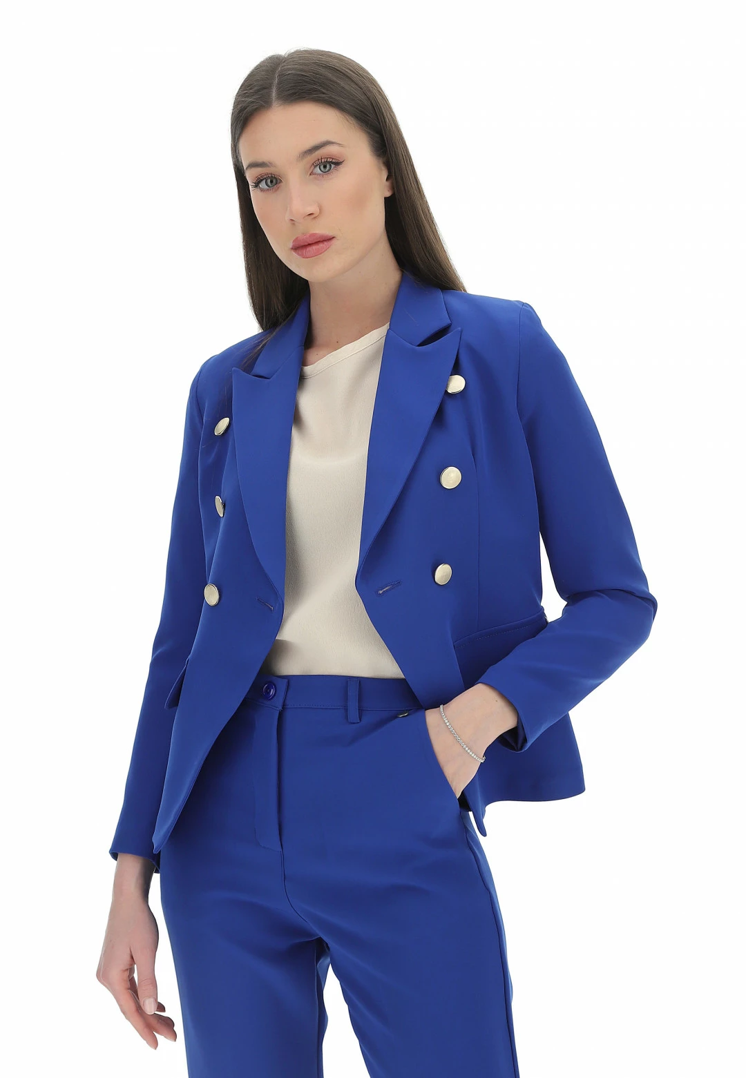 EKS Giacca Elegante A Doppiopetto èks Con Bottoni A Contrasto - immagine 7