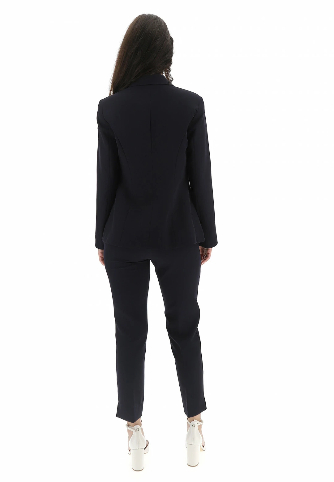 PINK PEPPER Tailleur Giacca E Pantalone Visii Donna Con Cuciture A Vista Made In Italy - immagine 3