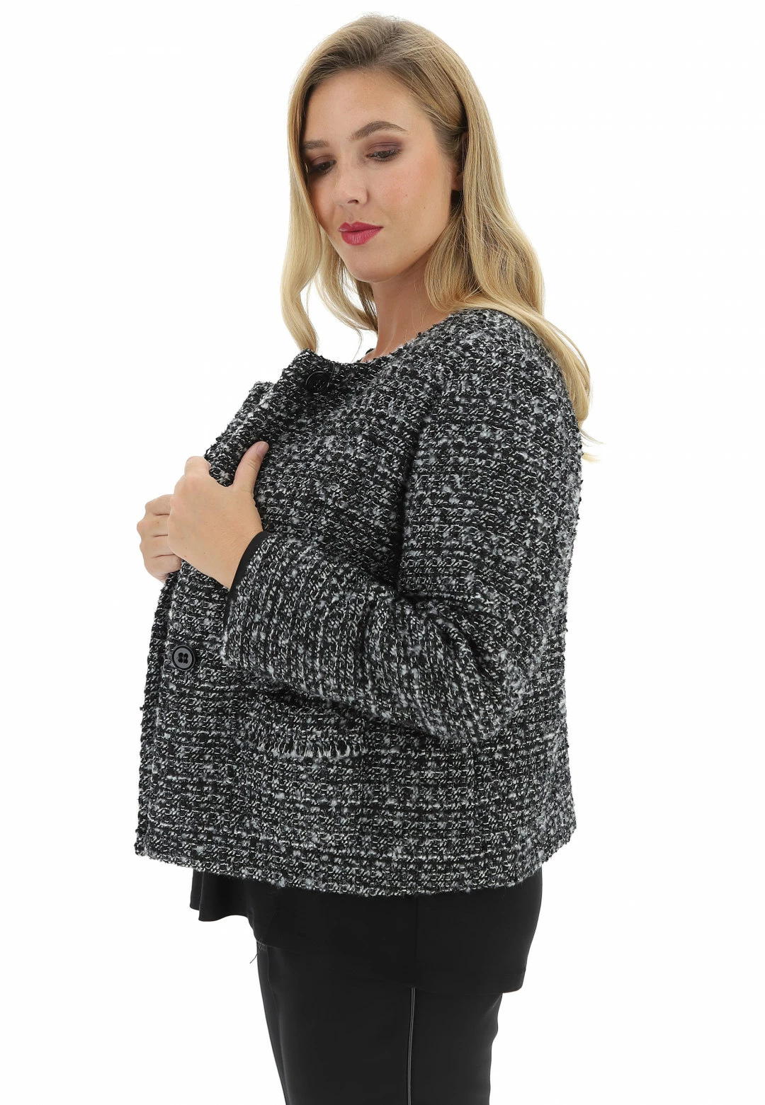 FOLLIA Giacca Boucle Sfrangiata In Lurex Vivace Gl1336beneven - immagine 2